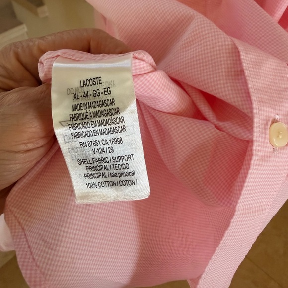 Lacoste Pink Gingham Button-Down Shirt - Picture 14 of 16